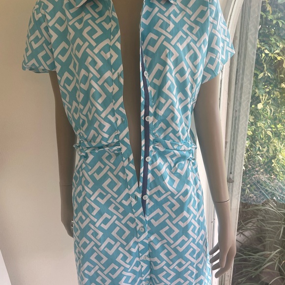 Dizzy Lizzie Dress Turquoise and White XL runs  VERY Small NWT - Picture 3 of 11
